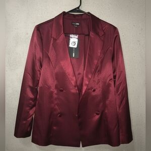 Fashion Nova Deep Red Blazer Pant Set